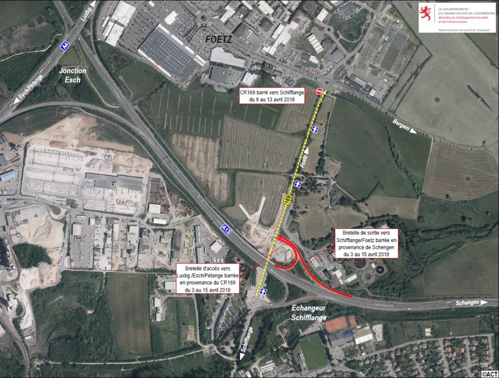 Travaux: Réorganisation – Echangeur de Schifflange